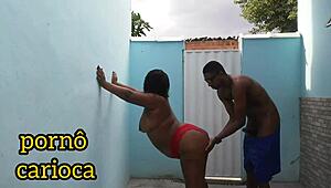 Morena BBW Fucks Cousin With Monster Cock In Rio Backyard