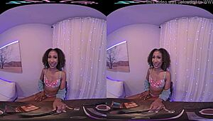 dazzling ebony bombshell plays with herself in vr before going on a date