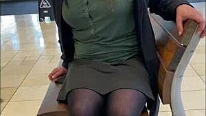 playing in public with a lovense lush toy teasing strangers