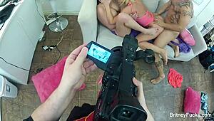 i'm with britney amber in this hot threesome, her huge tits bouncin as we cum