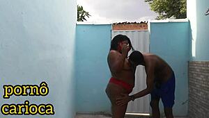 Morena BBW Fucks Cousin With Monster Cock In Rio Backyard