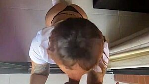 Hey, check this novice teen sucking her friend off!