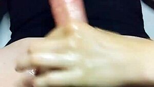 oiled handjob made him cum