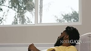 Peeping ebony neighbor joins interracial bareback anal fuck.
