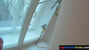 Raven-haired babe gets pussybanged doggystyle in hidden cam pov pickup with perky tits