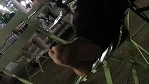 stocking feet teasing in hidden candid moments