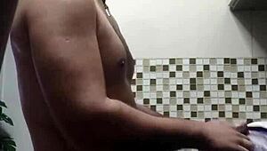 Look At That Macho Guy Washing Dishes Naked!