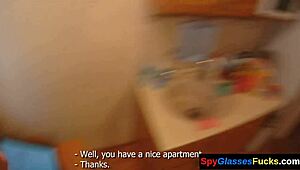 Raven-haired babe gets pussybanged doggystyle in hidden cam pov pickup with perky tits