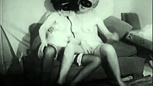 My Secret Vintage Masked Lesbians in Wild Group Action! Wow, Watch Them Go!