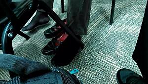 stocking feet teasing in hidden candid moments