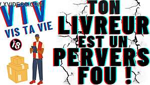 Delivery guy catches client on all fours in French