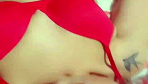 Latina babe SHOWING OFF her horny ASS in red bikini