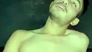 gay guy masturbates alone and shoots cum on his hand