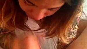 Sucking dick while flaunting her ass