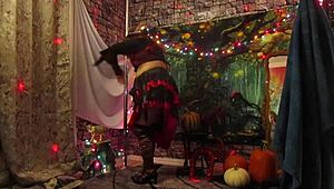 halloween grim pussy dance alt version with redhead milf wife in cosplay. homemade amateurs join the fun.