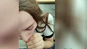 Teenage girlfriend intensely sucks cock in POV