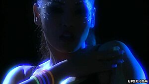 Asian milf Jessica pleasures herself with a glass toy in heels