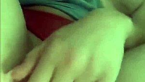 Beautiful blonde teases her big tits with nipple clamps and cums hard