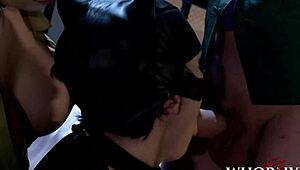 Whoa, kinky parody cosplay fuck with two nasty sluts sharing dick! 😜