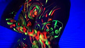 Redhead Amelia, why masturbate with body painted while listening to music?