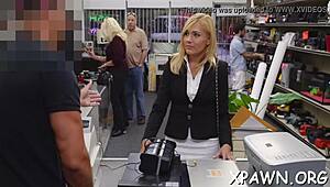 that big cock is pounding the amateur in the shop