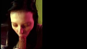 At the party, she couldn't resist sucking a stranger's cock, her cute lips wrapped around it eagerly as the night unfolded.