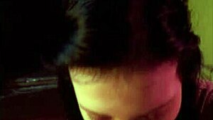 At the party, she couldn't resist sucking a stranger's cock, her cute lips wrapped around it eagerly as the night unfolded.