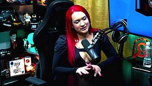 Watch Bia Ruiva Bend Over and Ride the Presenter in Doggy and Cowgirl!