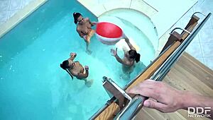 Kari, Mea Melone, Victoria Daniels give bold deepthroat blowjobs to cocks