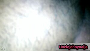 Unclejohny watches his ebony babe ride his black cock