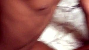 Teen ebony amateur bends over for deep slow doggystyle thrusting at home