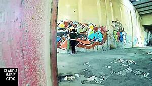 I fucked her hard against the street wall, but I messed up the cumshot