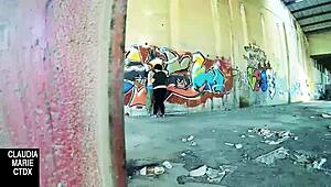 I fucked her hard against the street wall, but I messed up the cumshot