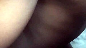 Teen ebony amateur bends over for deep slow doggystyle thrusting at home