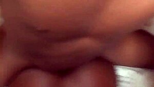 Teen ebony amateur bends over for deep slow doggystyle thrusting at home