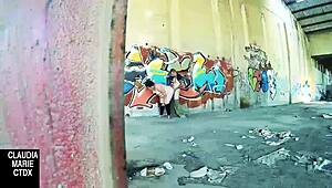 I fucked her hard against the street wall, but I messed up the cumshot