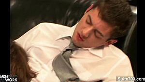 Hot gays engage in hardcore office banging.