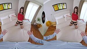 hey, imagine this virtual taboo where a shaved brunette gives a blowjob and breaks into pussy