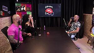 The black top reveals the scar on his hard broken cock, delighting in the sensual oral pleasure.