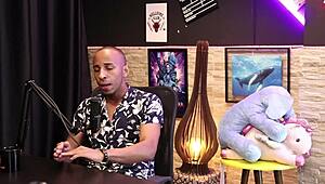 The black top reveals the scar on his hard broken cock, delighting in the sensual oral pleasure.