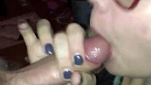 Sexy girl in glasses giving an amazing blowjob to a hard cock
