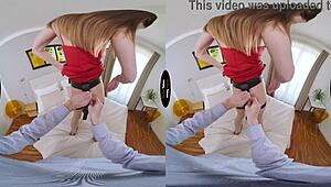 hey, imagine this virtual taboo where a shaved brunette gives a blowjob and breaks into pussy