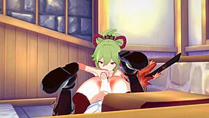 Genshin Impact hentai with Kazuha and Kuki Shinobu in wild Japanese anime action.