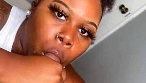 Pretty Babe Sucking and Stroking Pretty Dick POV