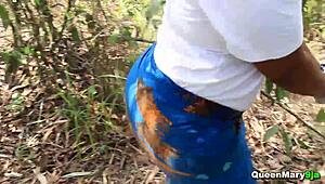 hot ebony babe tied up in bamboo and fucked hard