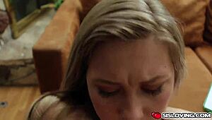 The clean shaved area gets damaged by her stepbrother