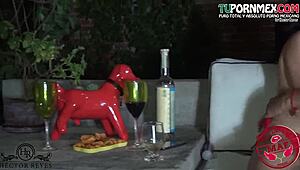 The Mexican gardener sucks my big tits while I toy with his monster cock.