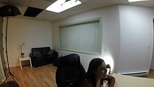 veronica valentine's casting interview turns messy with ripped clothes, dripping creampie, and intense action