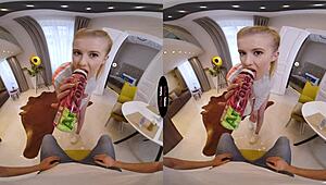 stepbrother explores virtual taboo with new toy in pov scene