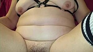 Blonde wife enjoys ass fucking and a huge plug in her cunt.